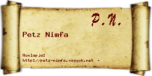 Petz Nimfa névjegykártya